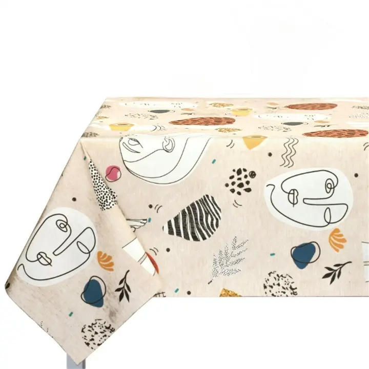 Mantel para mesa Rectangular, Antimanchas, Impermeable, Para el hogar, Comedor, Elegante, Fácil de limpiar, Lavable, Arte, Moderno, Camello - 1
