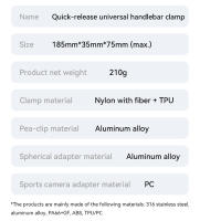 TELESIN Clip De Ciclismo Para Motocicleta Con Liberación Rápida Magia Del Brazo 360° Aluminio Super Abrazadera Para Cámara GoPro Acción De Cámara De Acción - details 11