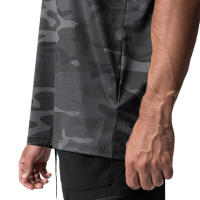 Camiseta De Hombre De Talla Grande Con Manga Corta En Negro Y Malla Fitness Camuflaje Ropa De Gimnasio Suelta Y Confortable Para Verano - details 3