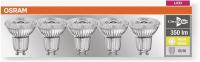 OSRAM LED Base PAR16 Bombilla reflectora, casquillo: GU10, luz blanca cálida, 2.700 K, 4,3 W, reemplaza 50 W. Clase de eficiencia energética F. Caja 5 unidades - details 0