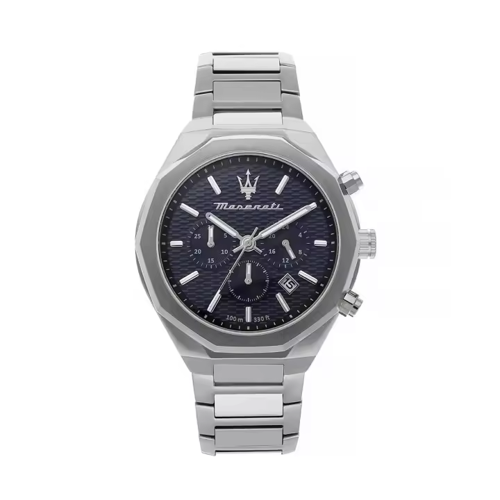 Maserati Reloj Hombre Stile 45mm Chr Blue Dial Br Ss Acero 10 Atm - 1