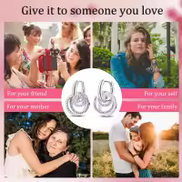 Pendientes De Aro De Plata 925 Para Mujer Con Zirconia Joyería De Moda Regalo Original Eardrop Pendientes Metálicos Tipo Aro - details 19