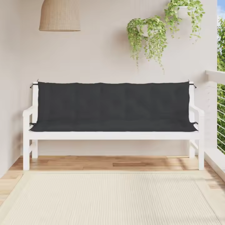 vidaXL Cojines de banco de jardín 2 uds tela Oxford negro 180x50x7 cm - 1