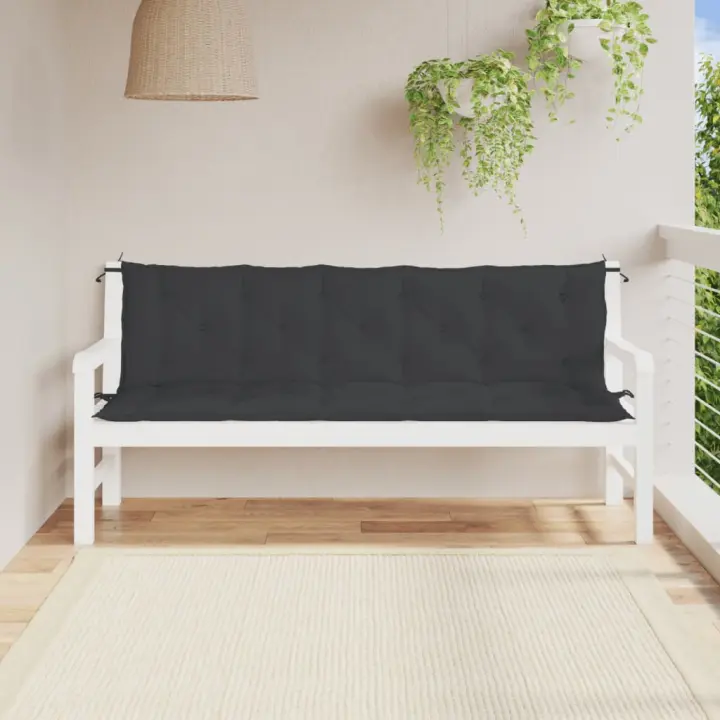 vidaXL Cojines de banco de jardín 2 uds tela Oxford negro 180x50x7 cm - 1