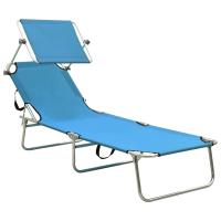 vidaXL Tumbona plegable con capota acero y tela Gris, Taupé, Azul Sillas de Exterior Ideal para jardín, playa, piscina, terraza Tumbona Piscina Tumbonas Playa Tumbonas Jardín Exterior - details 5