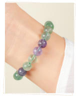 Pulsera De Cristal Natural Multicolor Fluorita JD Pulsera De Bolas Redondas Reiki Curación Pulsera Elástica Para Regalo - details 6