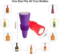 Wine Stoppers,Wine Bottle Stopper,Reusable Wine Bottle Stoppers,4 Pack Multicolor Silicone Wine Stopper for Glass Bottles - details 4