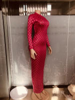 Vestido Elegante De Mujer Con Mangas Largas Y Cuello Redondo Estampado En Cuadros Ajustado Hasta La Cintura De Fiesta Vintage Vestido Largo Para Club Y Fiestas - details 29