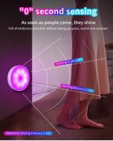 Luz Nocturna Sensor De Movimiento LED RGB Frío Caliente Magnética Para Armario Sala De Estar Cocina Dormitorio Iluminación Ambiental - details 2