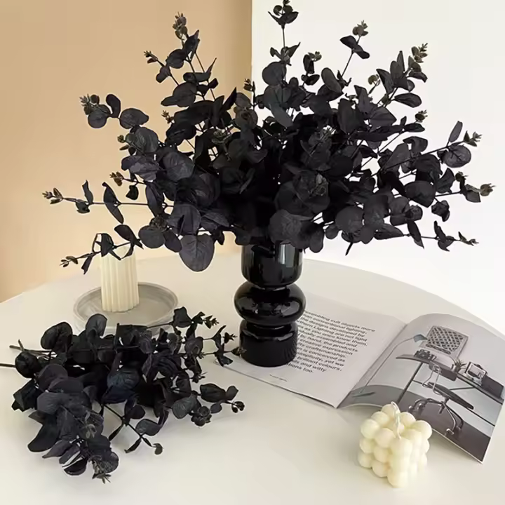  Flores Artificiales De Eucalipto Negro 34cm Para Decoración De Habitaciones Y Mesas Decoración De Navidad Y Año Nuevo - 1