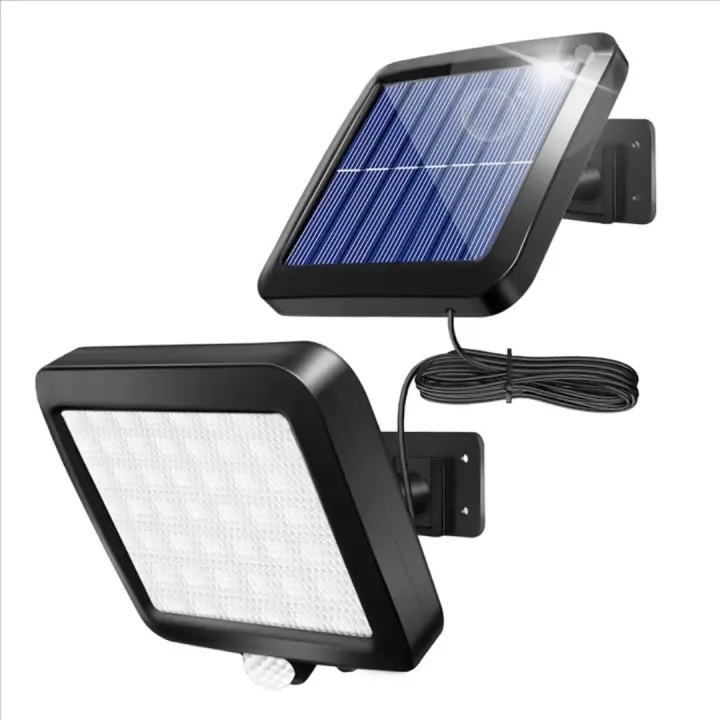 Jandei - Aplique Solar para Exteriores 800 lúmenes, 56 Leds, con Sensor de Movimiento y Mando a Distancia 1800mAH. Perfecto para jardín. garaje, patio Con Cable 5 Metros - 1