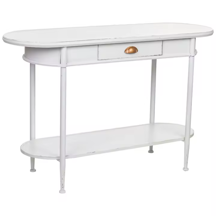 Recibidor con 1 cajón y 1 balda de metal blanco 120x41x75h cm - 1