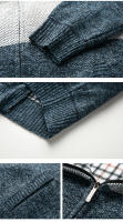 Chaqueta De Fleece Para Hombre Cardigan Grueso De Otoño E Invierno Elegante Y Ajustado Marcas De Lujo Abrigo De Cuello Alto Con Bolsillos Para Uso Diario - details 26