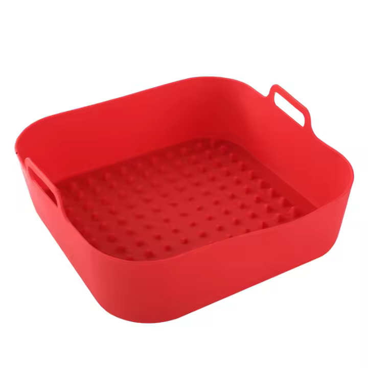 Freidora de Aire de Silicona Reutilizable - Olla Gruesa Cuadrada de Silicona - Forros de Reposición de Pergamino - Cesta de Papel para Freidora de Aire - 1