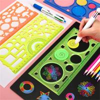 Juego deStencil De Dibujo Geométrico Para Niños Herramienta Creativa De Arte Y Manualidades Con Plantillas De Flores Variadas - details 5