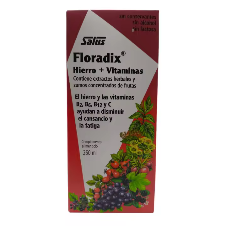 Floradix Hierro + Vitaminas 250ml Salus, Disminuye el cansancio y la fatiga, Energía y Vitalidad, Deporte, Anemia. Ingredientes naturales - 1
