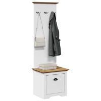 vidaXL Mueble de entrada con ganchos BODO 50x40x157 cm en color Blanco/Gris/Blanco y marrón | almacenamiento funcional diseño moderno para baño dormitorio sala - details 2