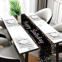 Corredor De Mesa Para Cumpleaños Black Gold Decoración Para Fiesta De Cumpleaños Para Niños Y Adultos 1er Cumpleaños 100% Poliéster - details 5