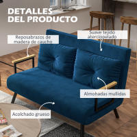 HOMCOM Sofá Cama Convertible 3 en 1 Sillón Cama de 2 Plazas Plegable con Respaldo Ajustable de 5 Niveles y 2 Almohadas Acolchadas para Oficina Dormitorio Salón 102x73x81 cm - details 5