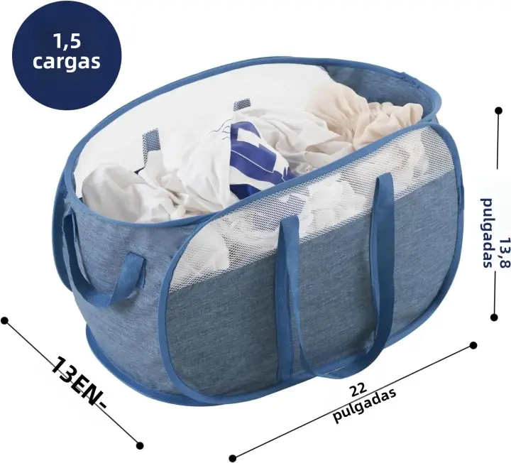 Cesta De Ropa Plegable Collapsible Con Manijas Reinforced Para Baño Dormitorio Y Viaje Hamper Pop up Ecológica De Poliéster 100% - 1