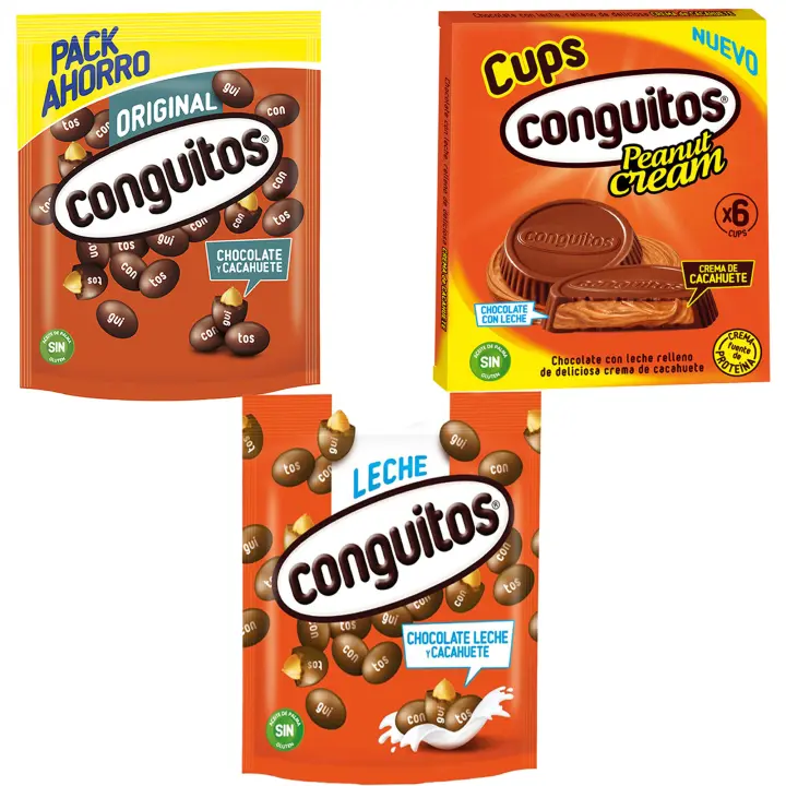 Pack Conguitos negro doypack 350g,leche doypack 220g,cups leche pack 3x34g - 1