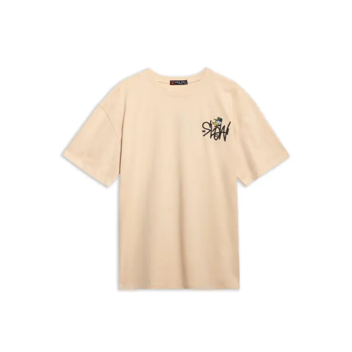 Camiseta Area Zero Beige Slow Duck Oversized Tee - 1