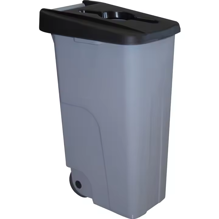 Cubo de Reciclaje Denox 110L Negro con Ruedas y Tapa Clic - 1
