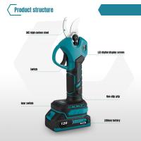 tijeras de podar eléctricas sin escobillas, podadora de árboles frutales, bonsái, recargable, 2 engranajes, bateríaFor  Makita de 18V, 30mm， tijeras,Con pantalla digital - details 5