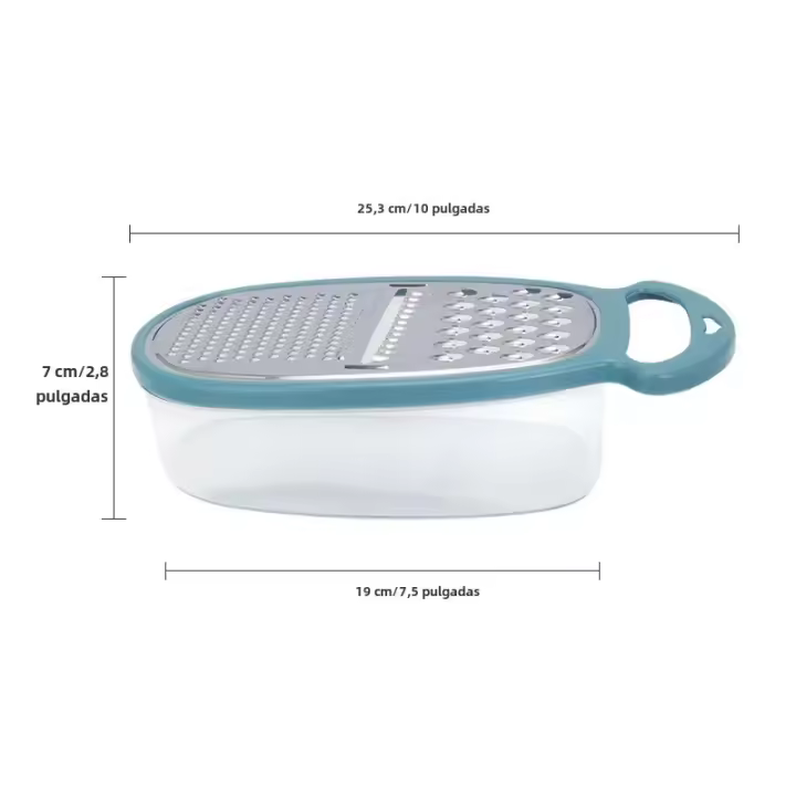 Rallador De Acero Inoxidable 3 En 1 Para El Hogar Con Contenedor Multifuncional Cortador De Verduras Herramienta De Cocina Manual Para Queso - 1