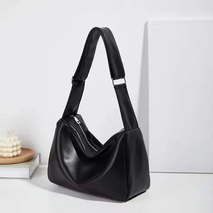 Bolso De Hombro De Cuero Suave Minimalista Para Trabajo Y Estudio Bolsa De Clase Para Mujeres Con Cierre De Cremallera - 1