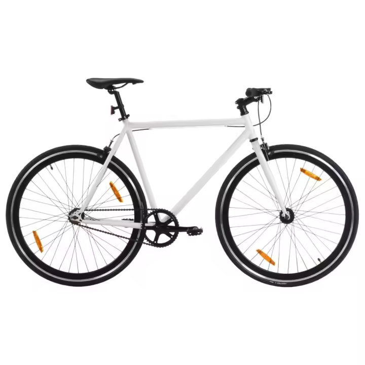 vidaXL Bicicleta de piñón fijo blanco y negro 700c 59 cm - 1