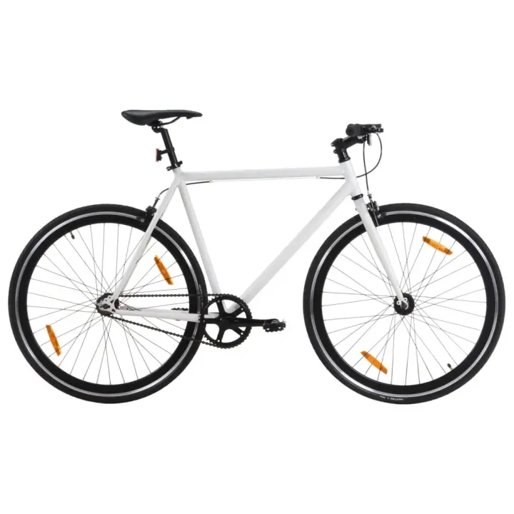 vidaXL Bicicleta de piñón fijo blanco y negro 700c 59 cm - 1