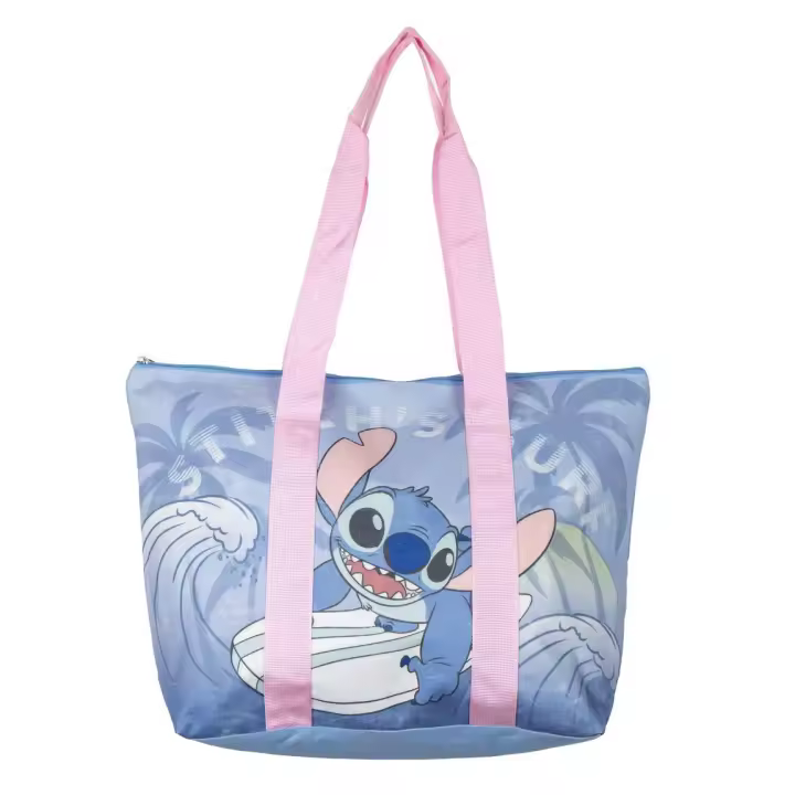 Cerdá Bolsa de Playa Stitch Azul Alta Calidad Amplia Capacidad - 1