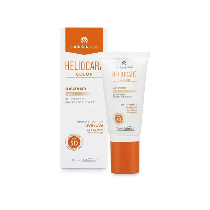 Heliocare Color Gelcream LIGHT SPF 50 - Fotoprotección Avanzada con Color, Fluido Hidratante en Textura Gel, Acabado Natural, Pieles Normales y Secas, Tono Light, 50ml - 1