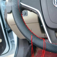Cubierta De Volante De Coche Con Hilo Y Agujas De Trenzado En Cuero Artificial Textura DIY 3 Colores Accesorios Automotrices Suaves Protección Antideslizante Para Todas Las Estaciones - details 2
