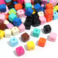 10pcs Perlas De Acrílico Cuadradas Coloridas Con Agujero Recto Para Hacer Joyas Cadena De Teléfono Pulsera Accesorios Tejidos - details 1