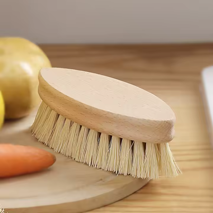 Cepillo Multifuncional De Verduras Y Frutas Cepillo De Limpieza Para Platos De Madera De Abeto Y Sisal Accesorio De Cocina Portátil Para Limpieza De Verduras - 1