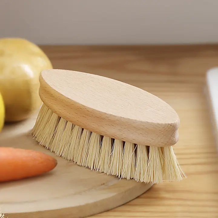 Cepillo Multifuncional De Verduras Y Frutas Cepillo De Limpieza Para Platos De Madera De Abeto Y Sisal Accesorio De Cocina Portátil Para Limpieza De Verduras - 1
