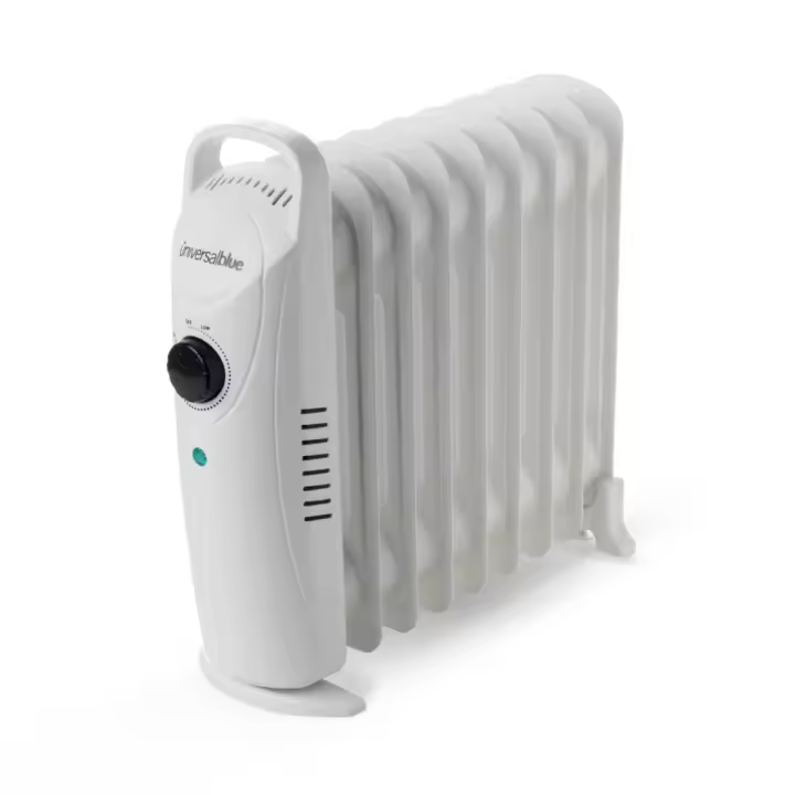UNIVERSALBLUE VARADERO Radiador de Aceite Mini 1000W con Termostato Ajustable y Diseño en Color Blanco - 1