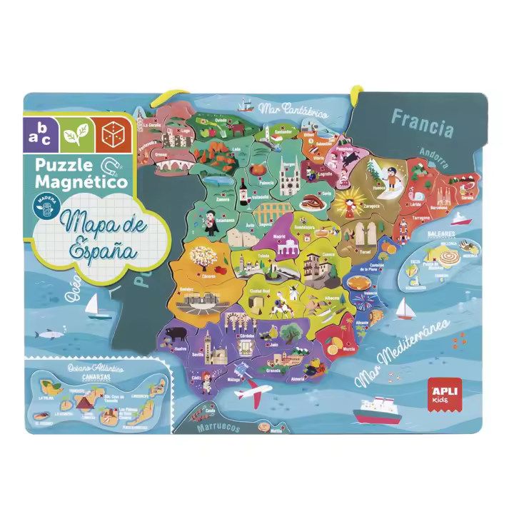 Puzzle magnético Mapa de España 40x30 cm con 50 piezas magnéticas (Apli 18893) - 1