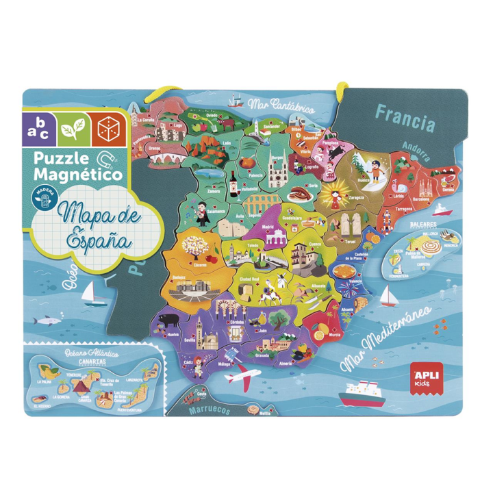 Puzzle magnético Mapa de España 40x30 cm con 50 piezas magnéticas (Apli 18893)