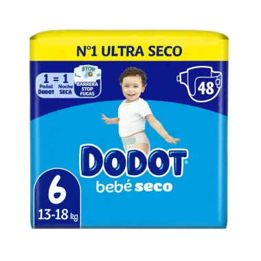 Dodot Bebé-Seco Talla 6 (13-18 kg) 48 Pañales – Sequedad Duradera y Protección Anti Fugas - 1