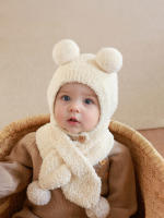 Set De Gorro Y Bufanda Para Bebé De Invierno Coral Fleece Cálido Para Niños Y Niñas Con Cuello Calentador Estilo Lindo Y Protección De Orejas - details 1