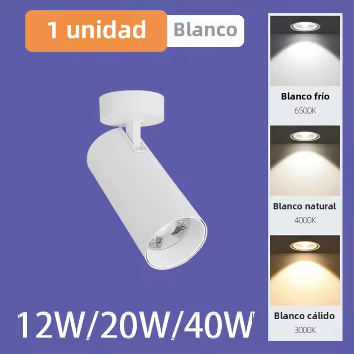 Spotlight LED Tricolor Montaje En Superficie Para Iluminación Interior En Sala De Estar Dormitorio Cocina Vínculo 85-265V - 1