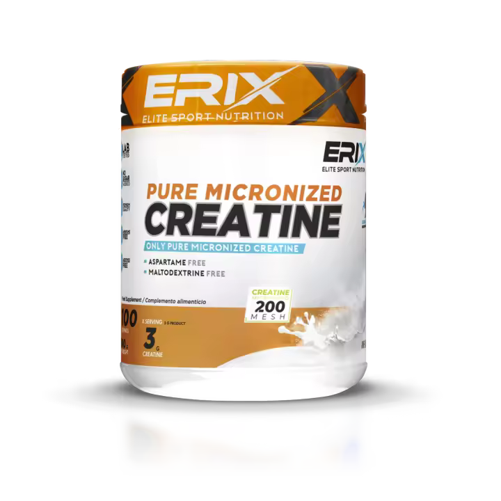 ERIX NUTRICION  CREATINA MICRONIZADA 100% 300 gr  200 MESH  Recuperación Muscular  Aumentar Masa Muscular y Resistencia  Pre y Post entrenamiento  Energía  Gran Solubilidad - 1