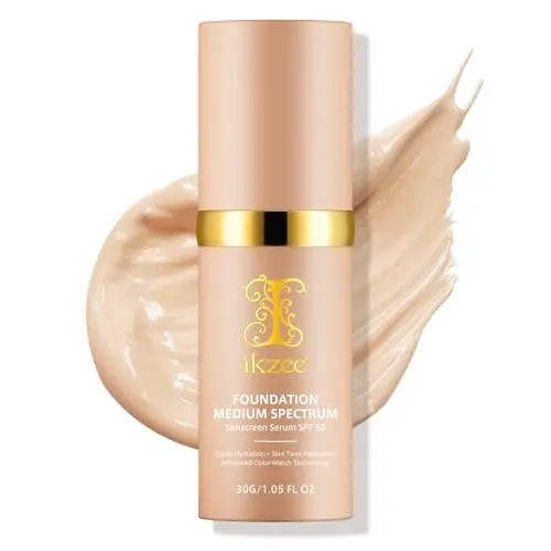 Base de maquillaje 4 en 1, base de maquillaje líquida 4 en 1, espectro medio con FPS 50+, cobertura total que cambia de color para todo tipo de piel, larga duración y resistente al agua - 1