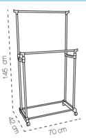 GREATOOL Perchero Burro Ajustable de Metal con Ruedas,145x42x70cm, Burro Extensible para Ropa,Organizador para Dormitorio, Entrada, Pasillo - details 1