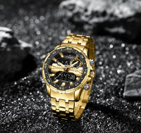 Reloj De Pulsera De Lujo Para Hombre NAVIFORCE NF9234 En Color Negro Y Oro Resistente Al Agua De Acero Inoxidable Cuarzo Deportivo Con Banda De Acero Y Cristal Hardlex - details 8
