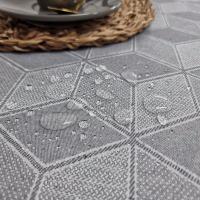 Mantel de tela Jacquard, Mantel impermeable y lavable, Para mesa rectangular, Estilo moderno elegante, Ideal para el hogar interior y exterior, Fácil a limpiar, forma geométrica，rejilla de diamante，Gris，DEU176 NUSCA - details 1