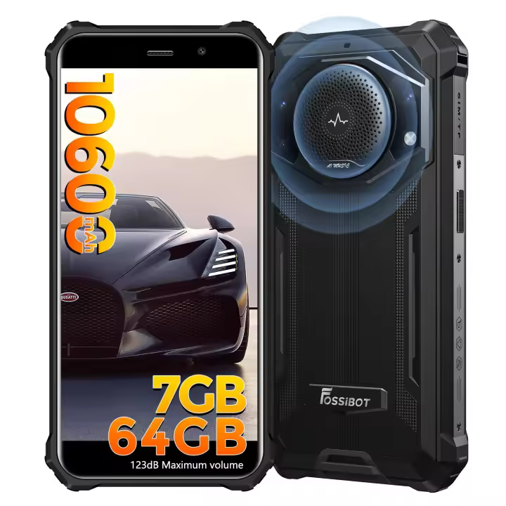 FOSSiBOT F101P Movil Resistente Android 13, Batería 10600mAh móvil irrompible 5.45'' HD 7GB RAM+64GB ROM (TF 1 TB), cámara 24MP+8MP+5MP, 122dB Altavoz,2,0Ghz, 4G Dual SIM/NFC/OTG/GPS/BT5.0 - Negro/Rojo - 1